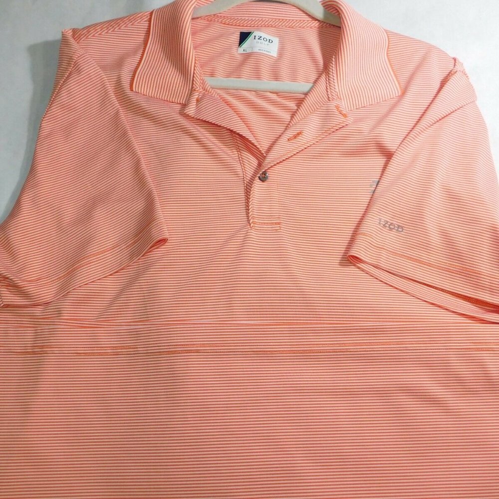 Izod Golf Men's XL Polo Style Orange/White Stripe